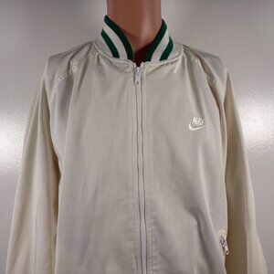 Vintage 80s Nike Windbreaker Jacket Mens Size L White Green Full Zip